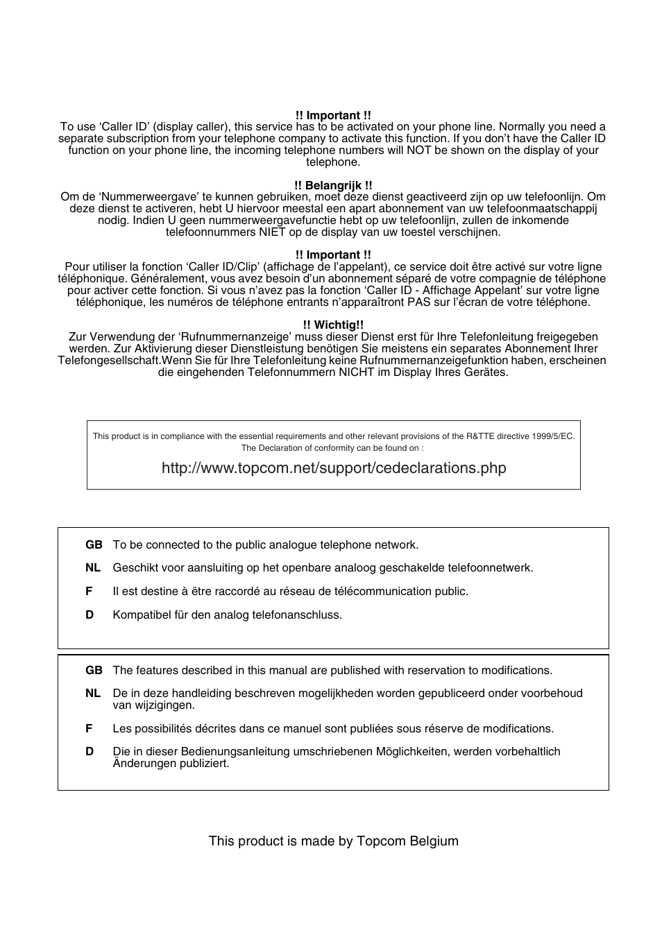 Topcom BUTLER 3011 User Manual | Page 2 / 112