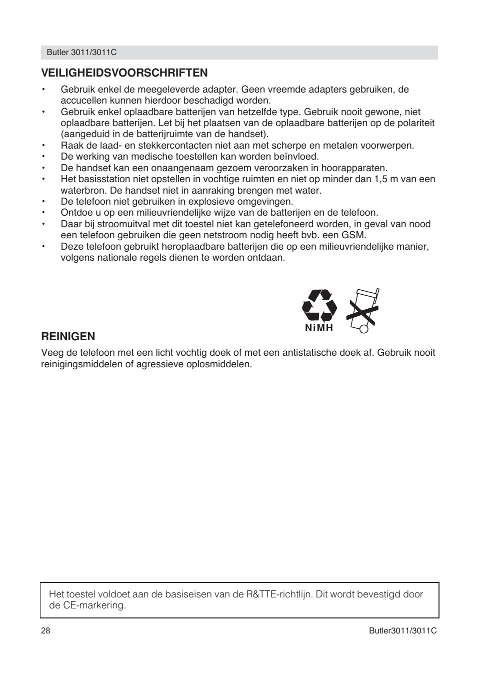 Topcom BUTLER 3011 User Manual | Page 28 / 112