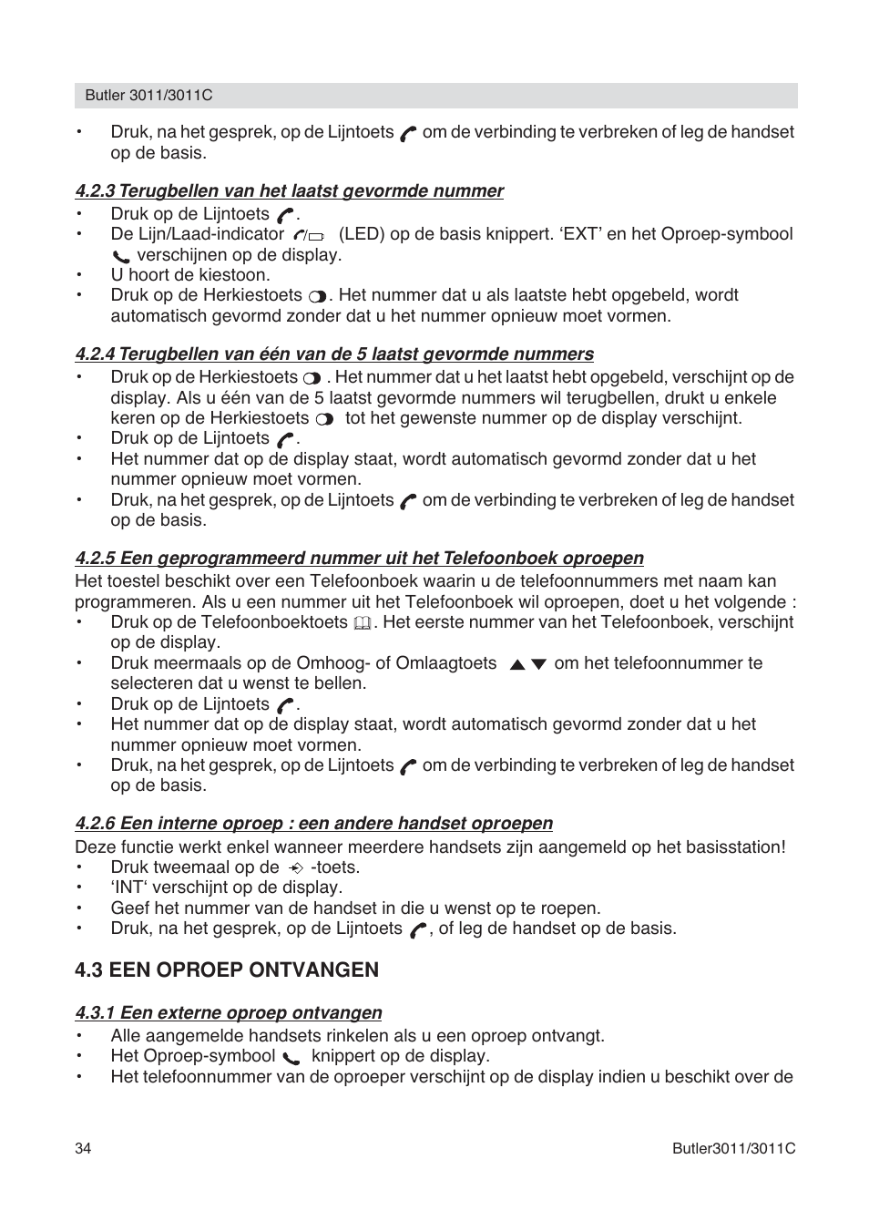 Topcom BUTLER 3011 User Manual | Page 34 / 112