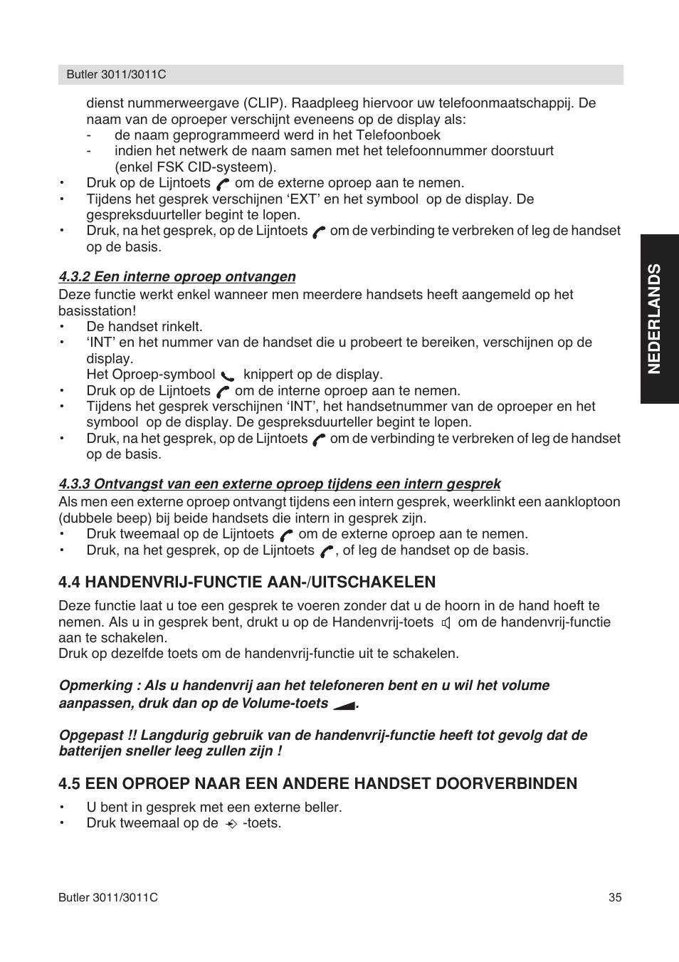 Topcom BUTLER 3011 User Manual | Page 35 / 112