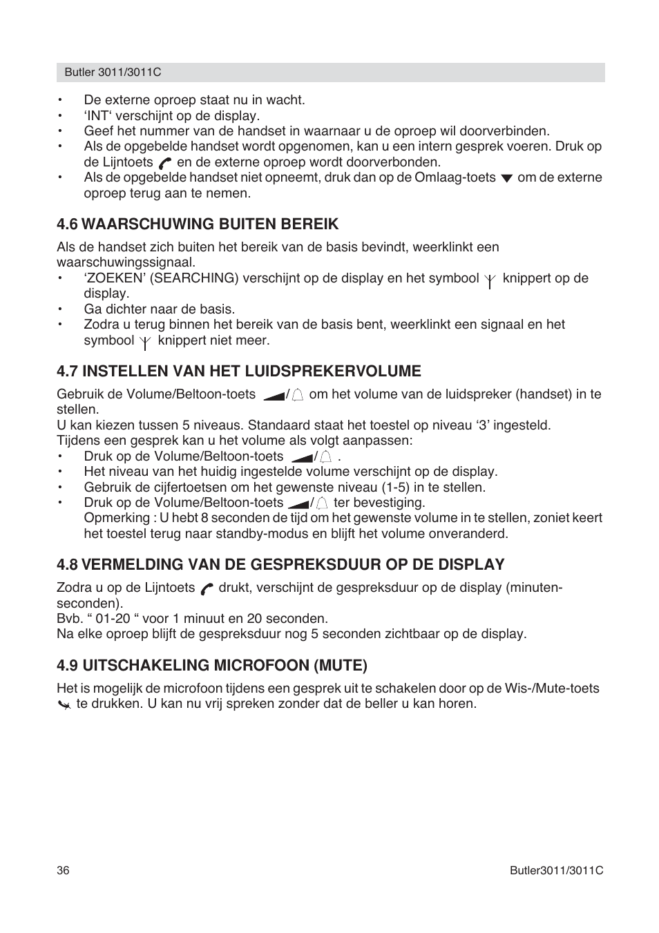 Topcom BUTLER 3011 User Manual | Page 36 / 112