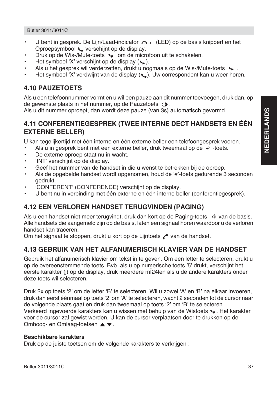 Topcom BUTLER 3011 User Manual | Page 37 / 112