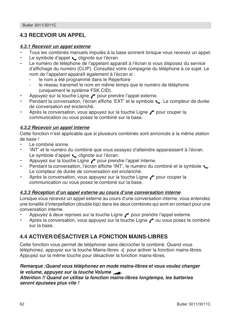 Topcom BUTLER 3011 User Manual | Page 62 / 112