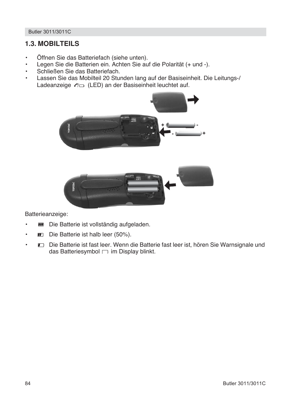 Mobilteils | Topcom BUTLER 3011 User Manual | Page 84 / 112