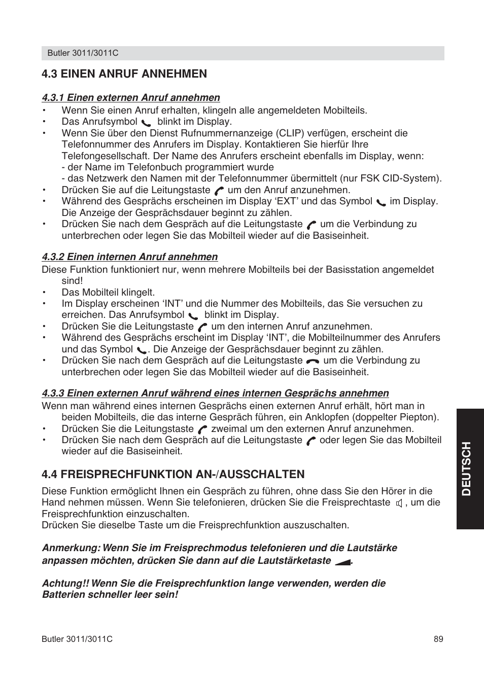 Topcom BUTLER 3011 User Manual | Page 89 / 112