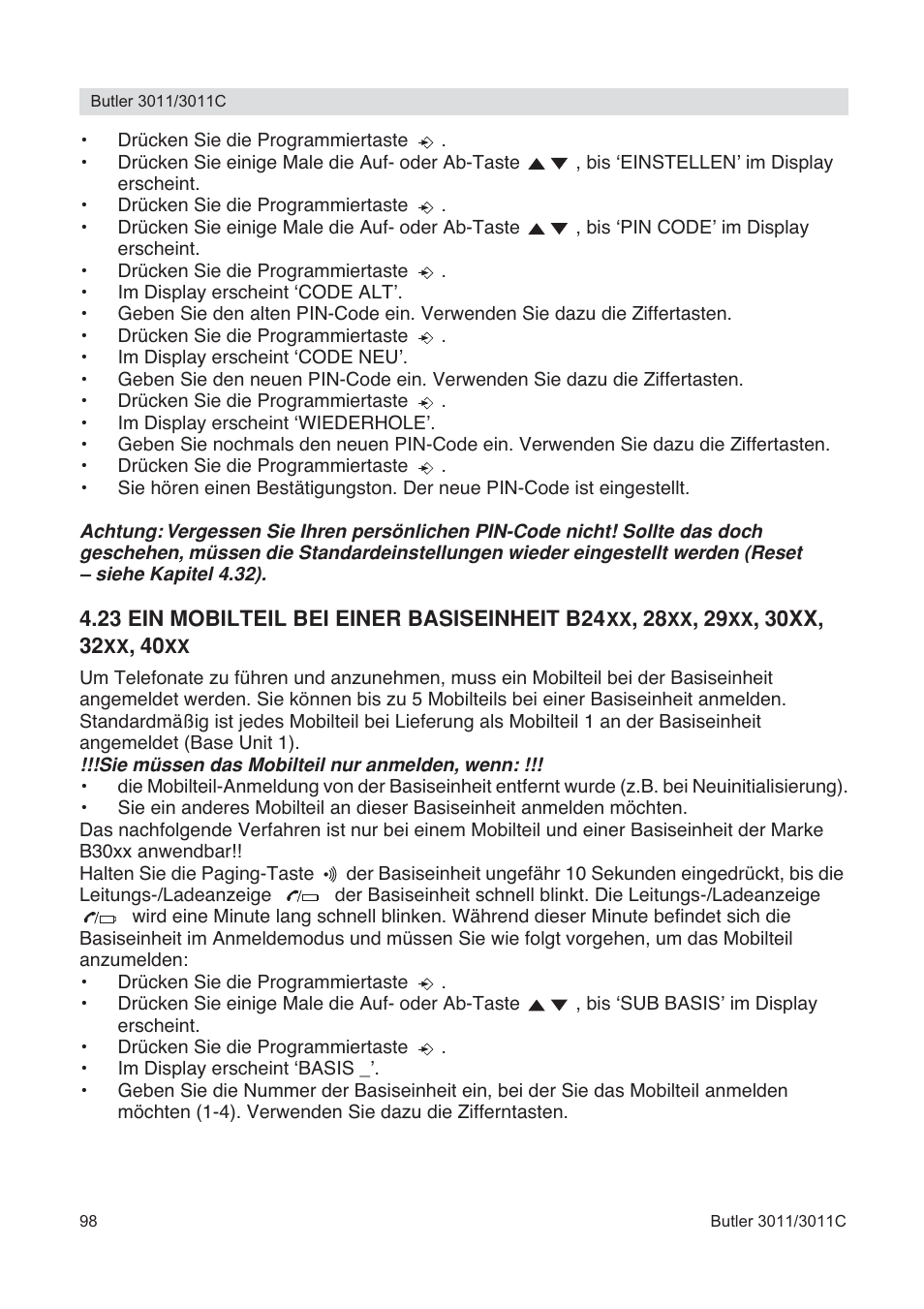 Topcom BUTLER 3011 User Manual | Page 98 / 112