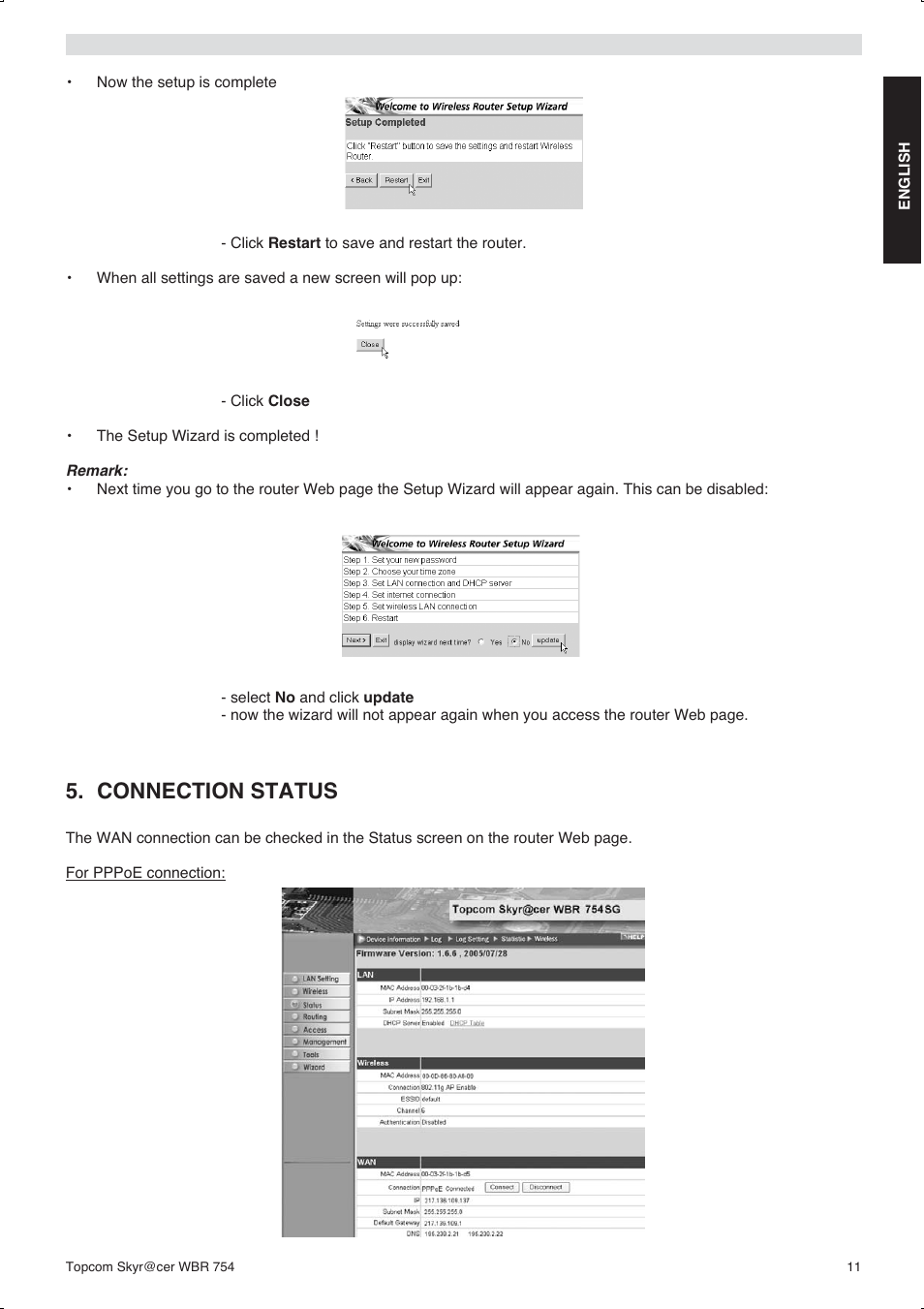 Connection status | Topcom WBR 754SG User Manual | Page 11 / 108