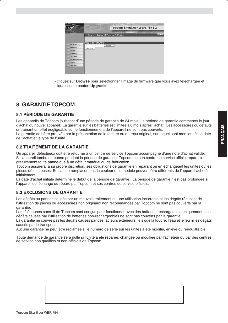 Garantie topcom | Topcom WBR 754SG User Manual | Page 33 / 108
