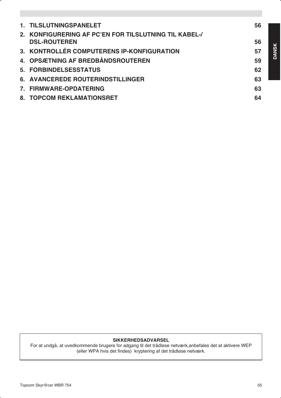 Topcom WBR 754SG User Manual | Page 55 / 108