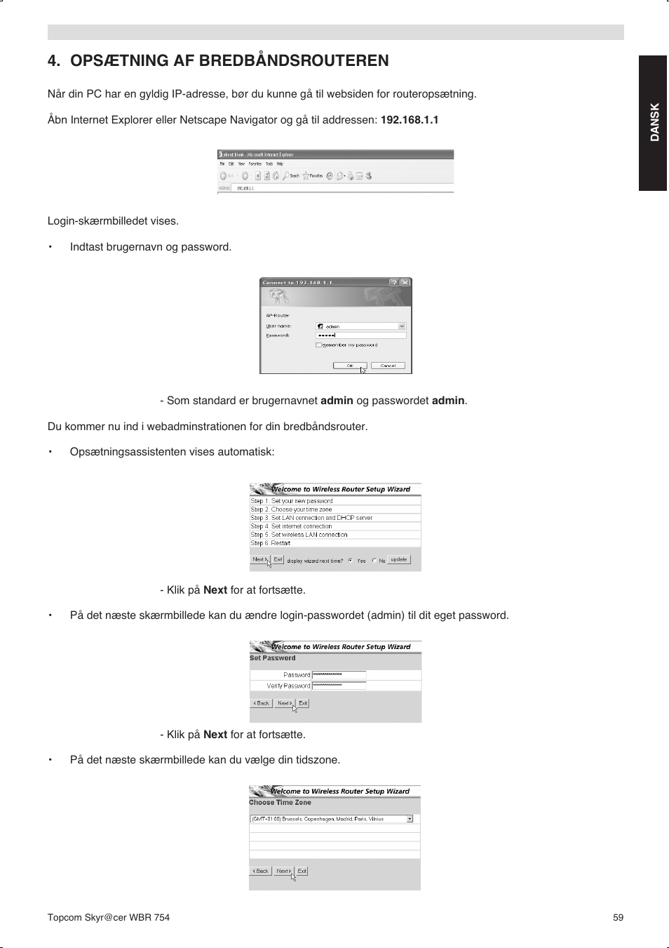 Opsætning af bredbåndsrouteren | Topcom WBR 754SG User Manual | Page 59 / 108