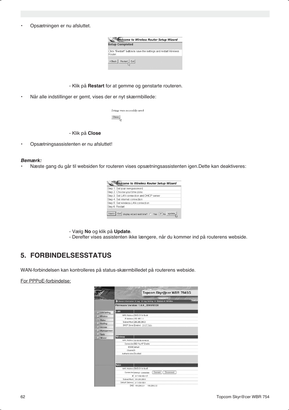 Forbindelsesstatus | Topcom WBR 754SG User Manual | Page 62 / 108