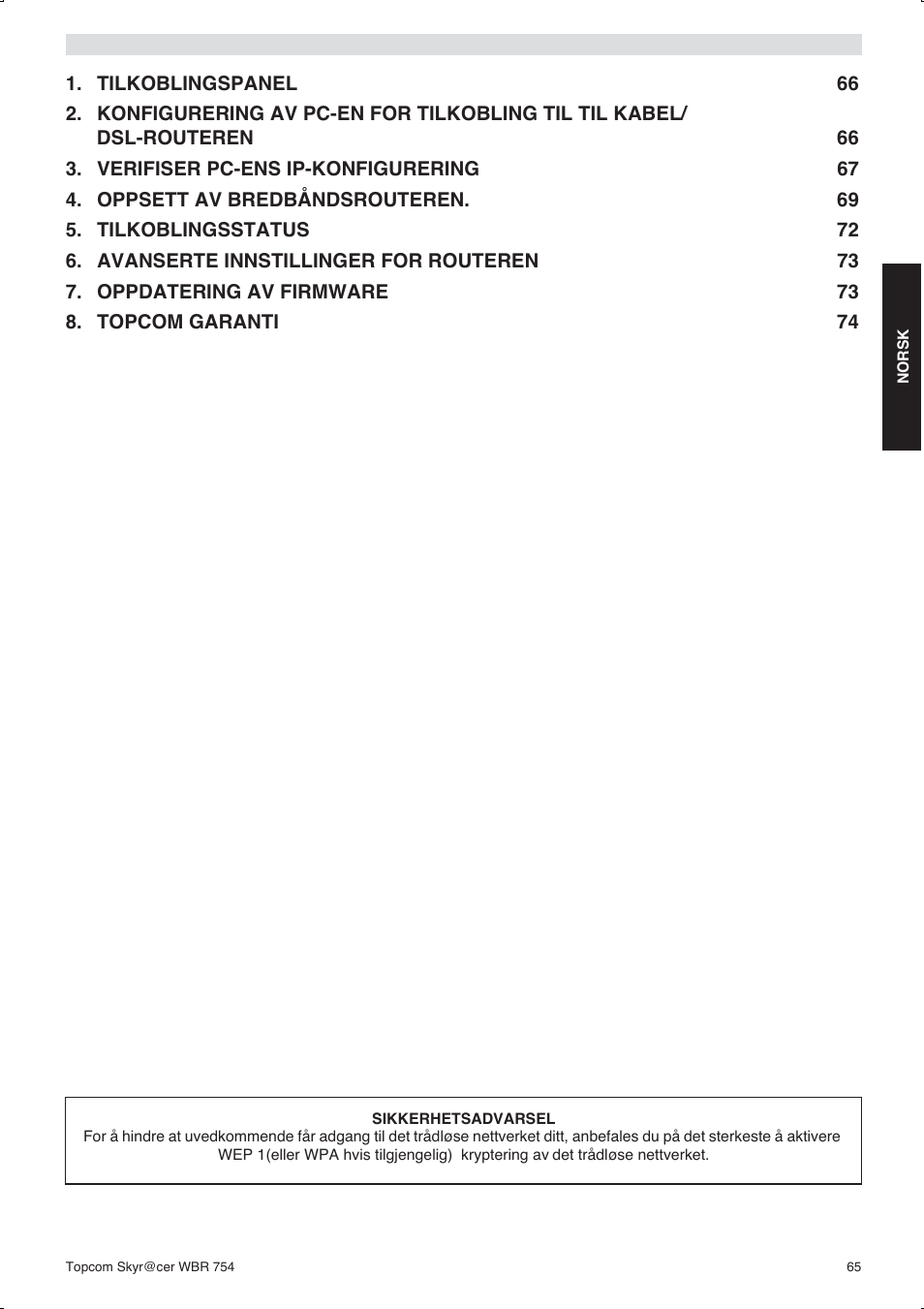 Topcom WBR 754SG User Manual | Page 65 / 108