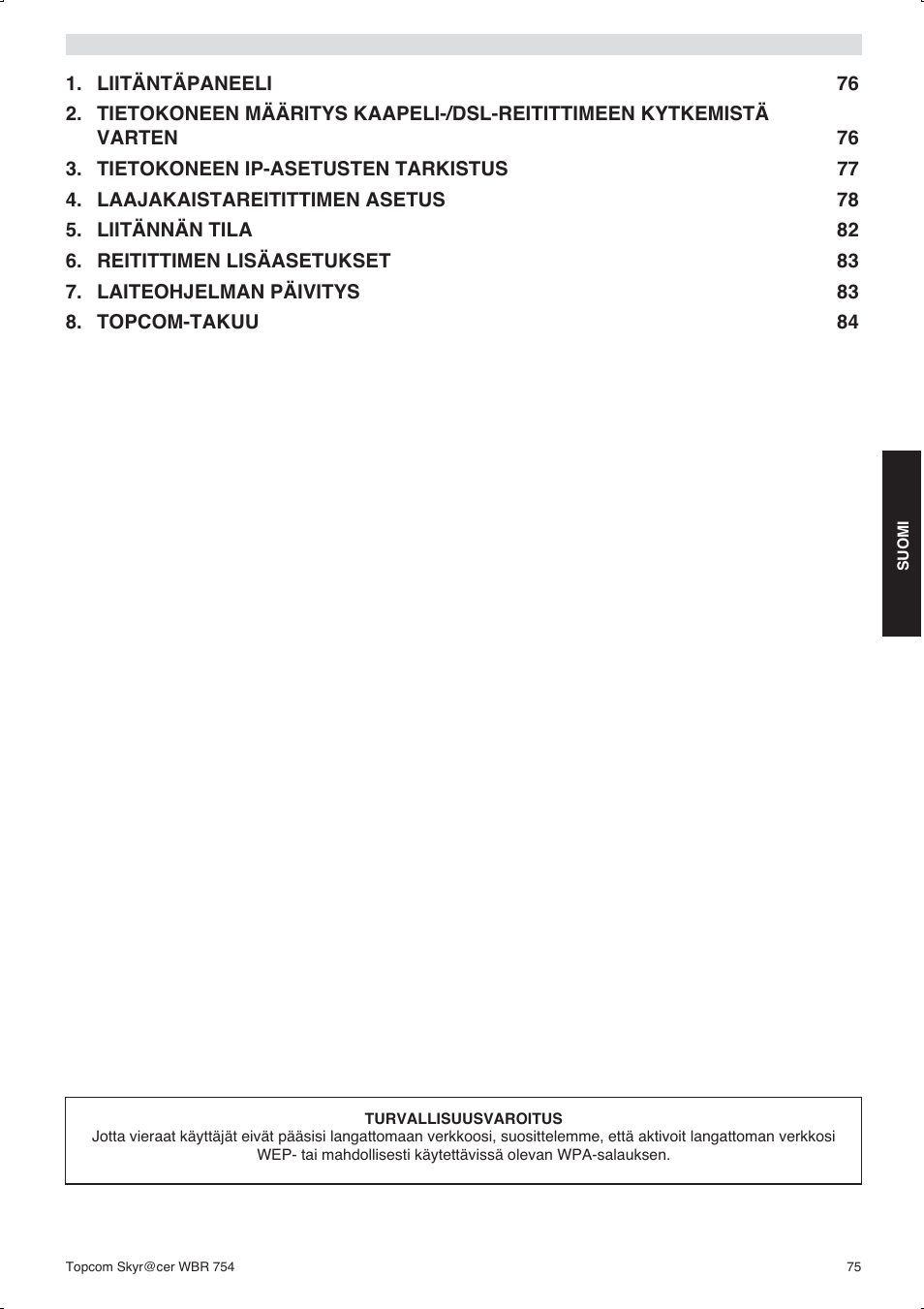 Topcom WBR 754SG User Manual | Page 75 / 108