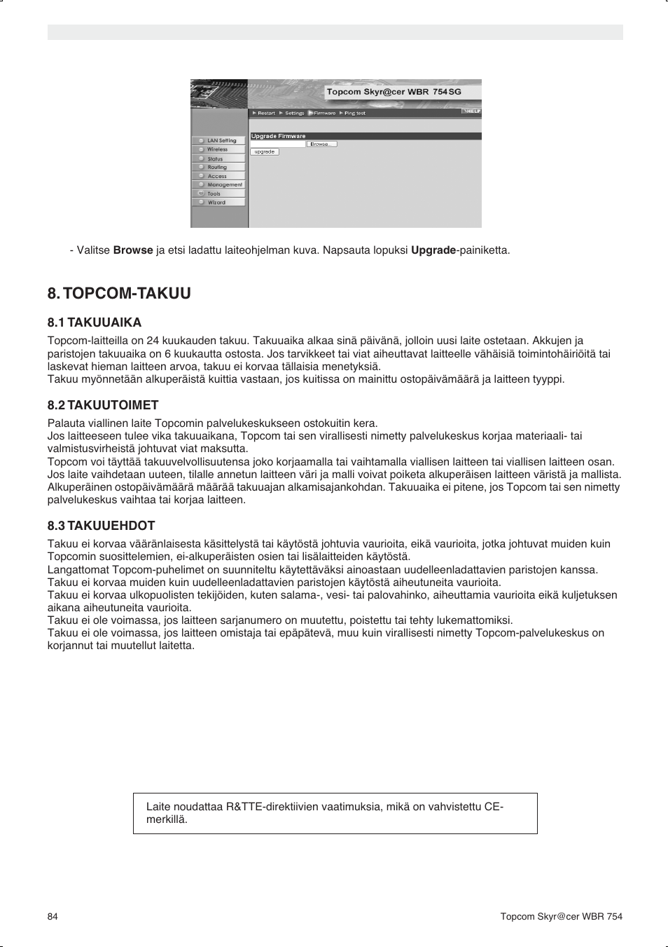 Topcom-takuu | Topcom WBR 754SG User Manual | Page 84 / 108