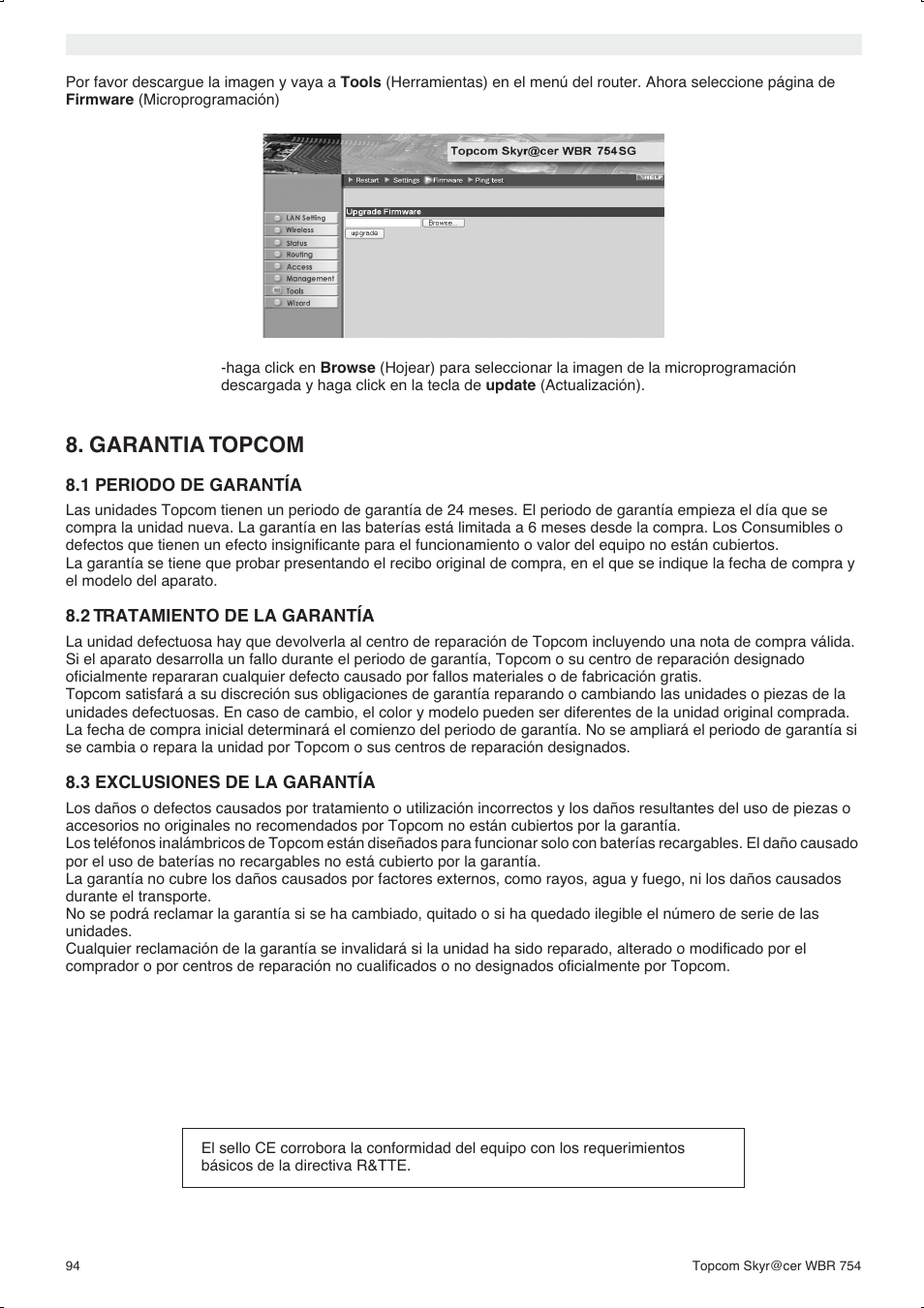 Garantia topcom | Topcom WBR 754SG User Manual | Page 94 / 108