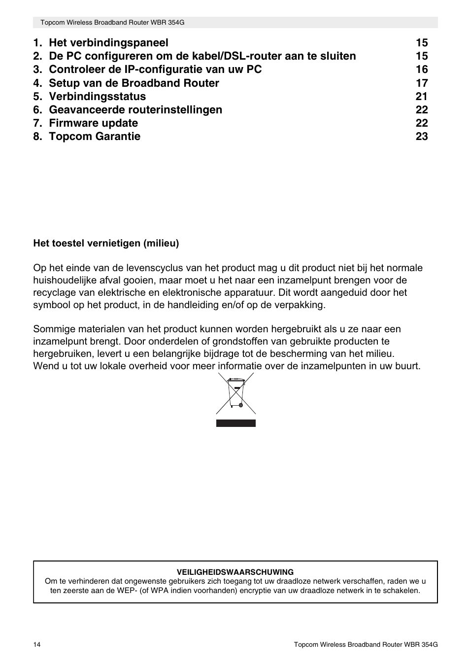 Topcom Skyr@cer WBR 354G User Manual | Page 14 / 104