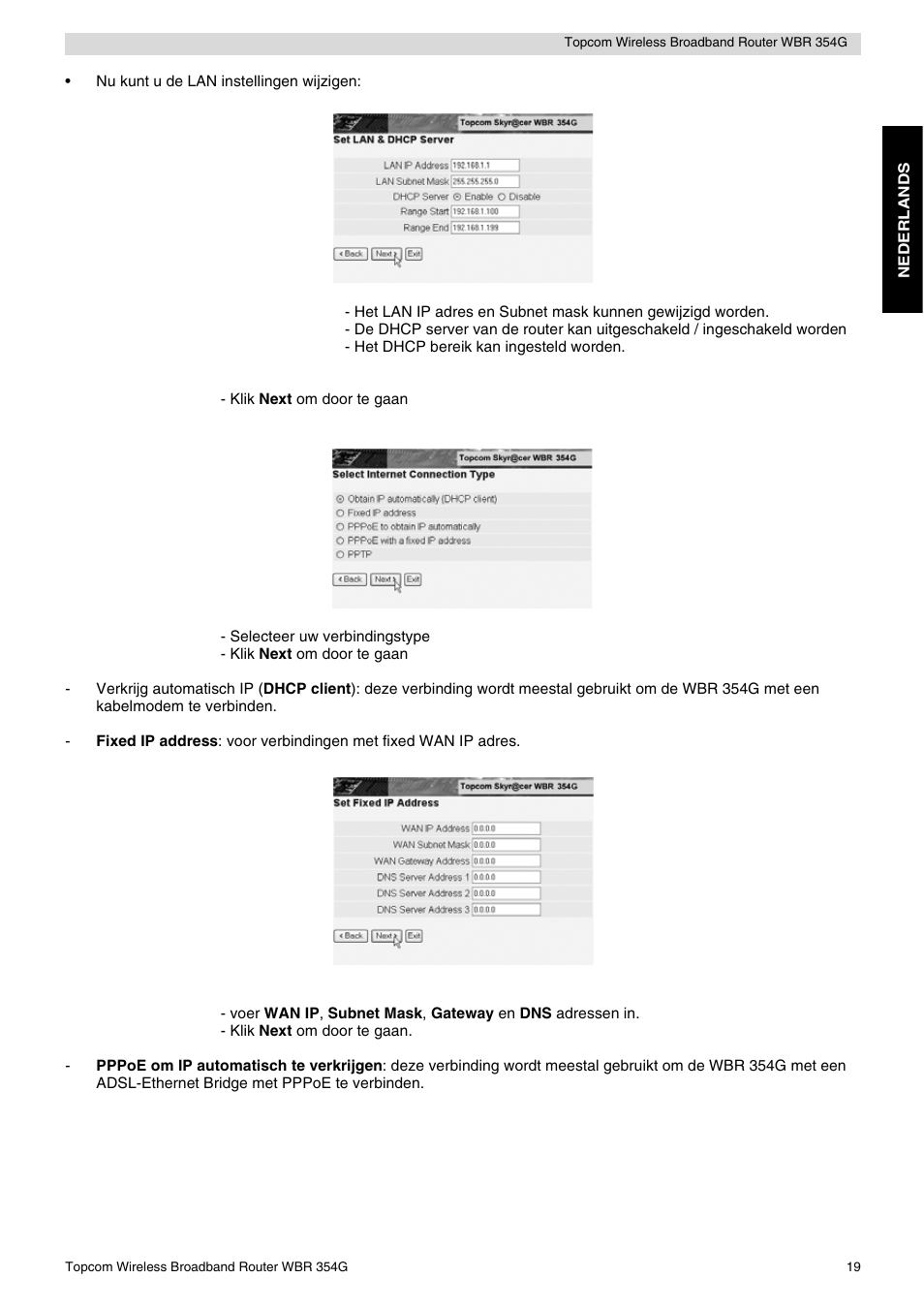 Topcom Skyr@cer WBR 354G User Manual | Page 19 / 104