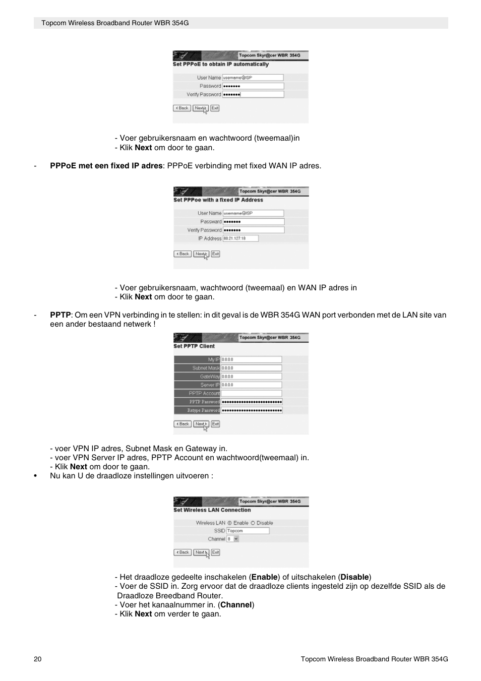 Topcom Skyr@cer WBR 354G User Manual | Page 20 / 104