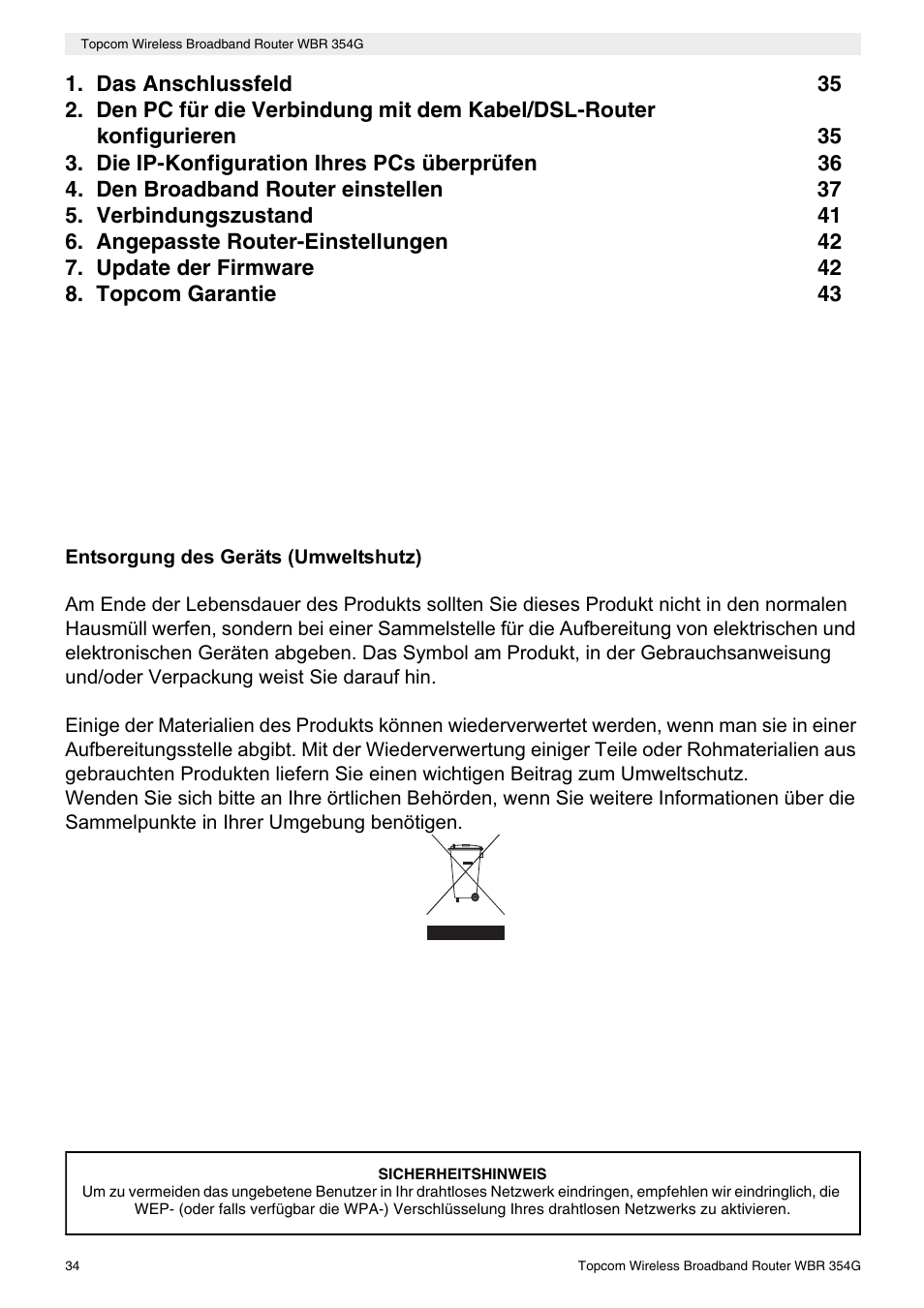 Topcom Skyr@cer WBR 354G User Manual | Page 34 / 104
