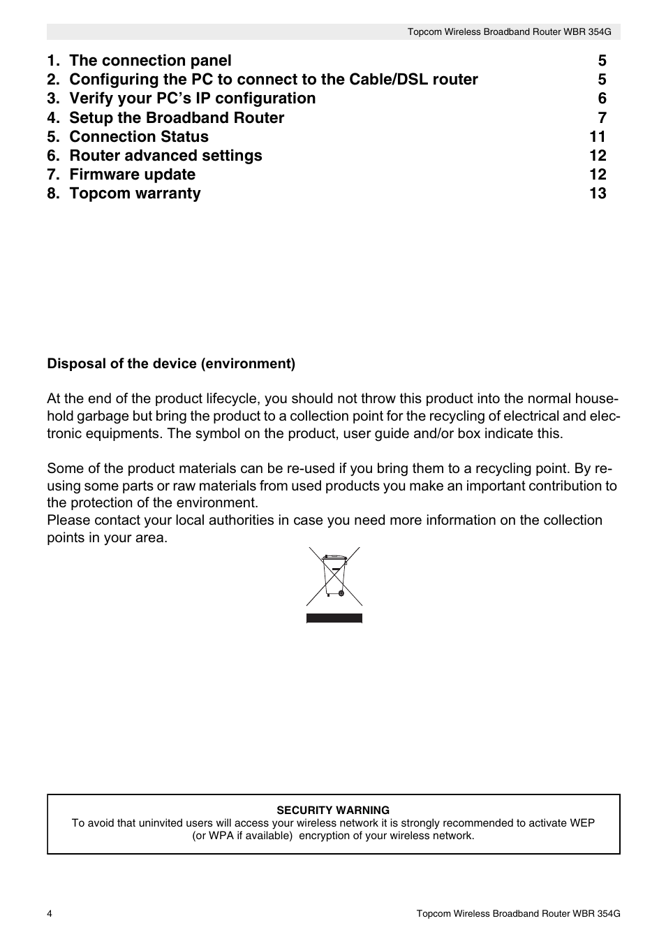 Topcom Skyr@cer WBR 354G User Manual | Page 4 / 104