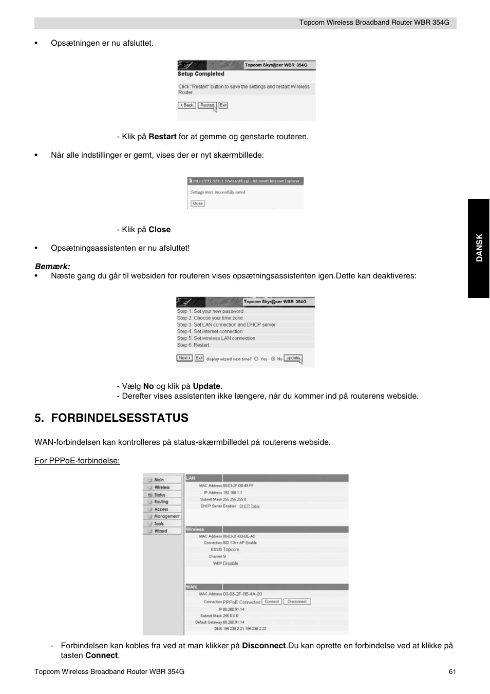 Forbindelsesstatus | Topcom Skyr@cer WBR 354G User Manual | Page 61 / 104