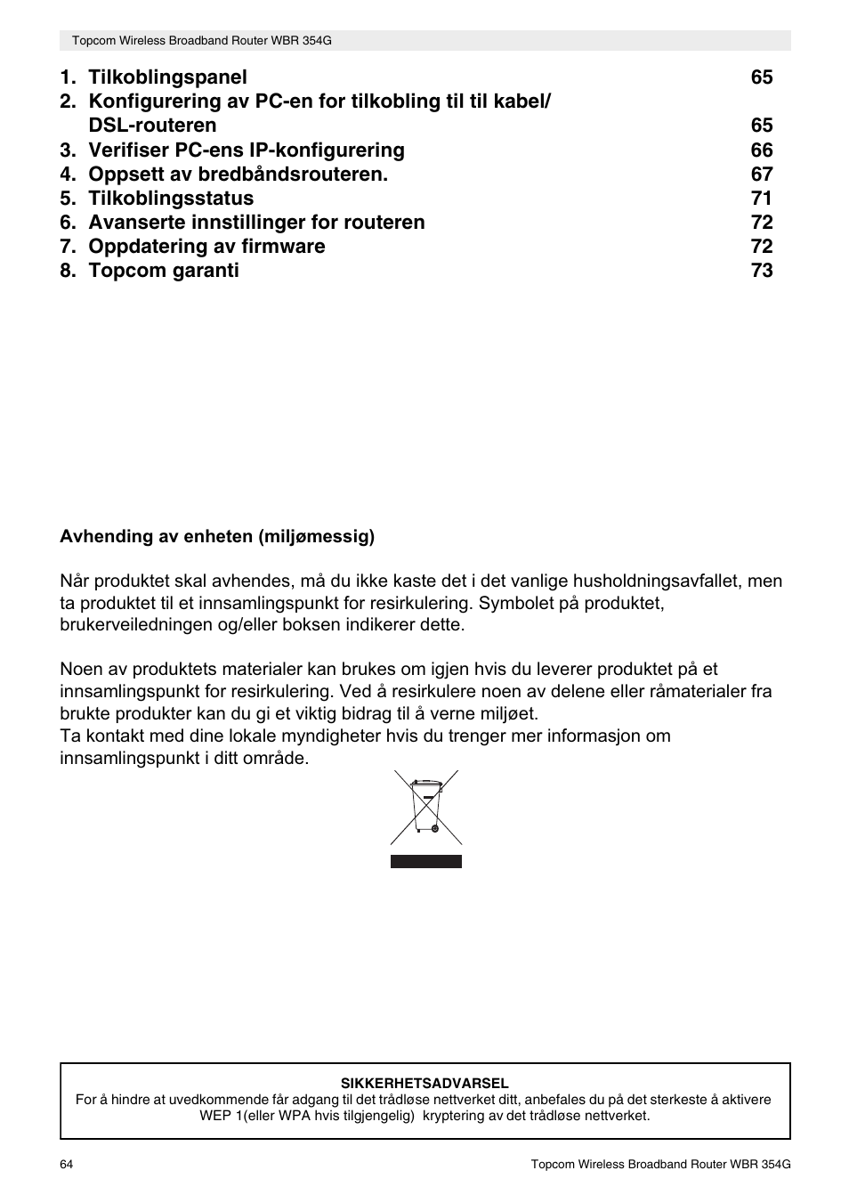 Topcom Skyr@cer WBR 354G User Manual | Page 64 / 104