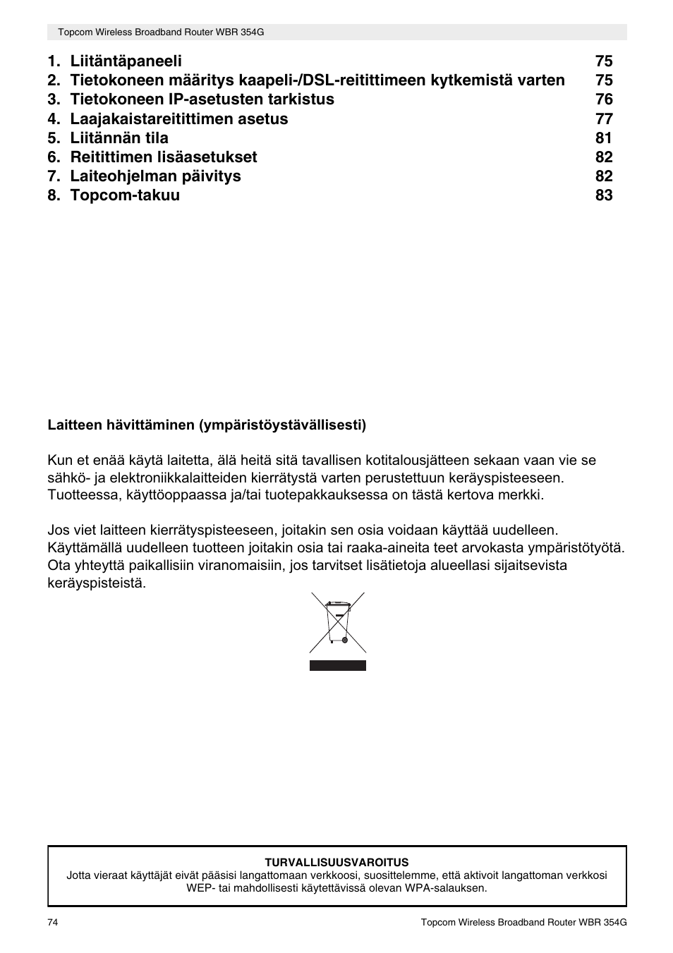 Topcom Skyr@cer WBR 354G User Manual | Page 74 / 104