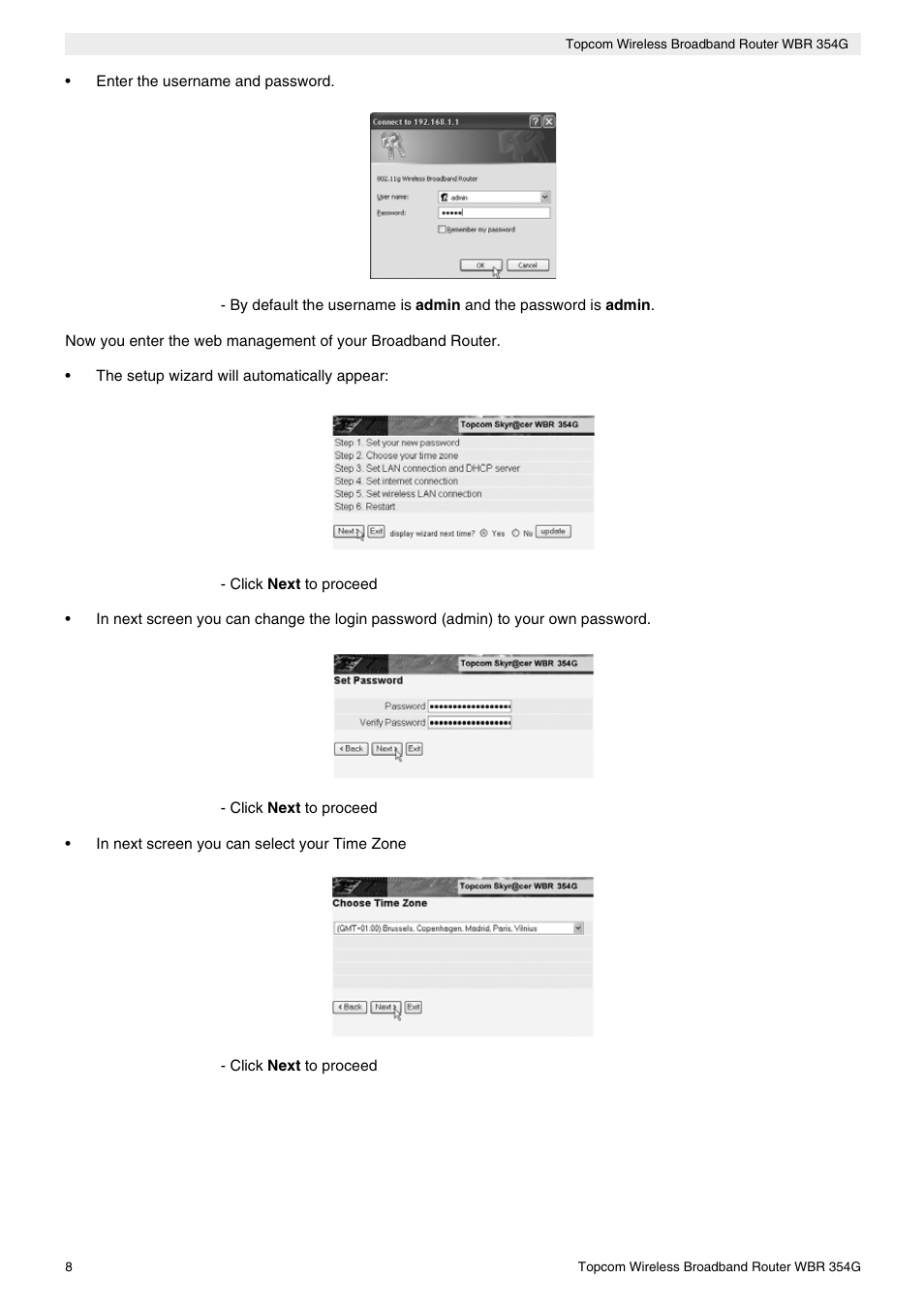 Topcom Skyr@cer WBR 354G User Manual | Page 8 / 104