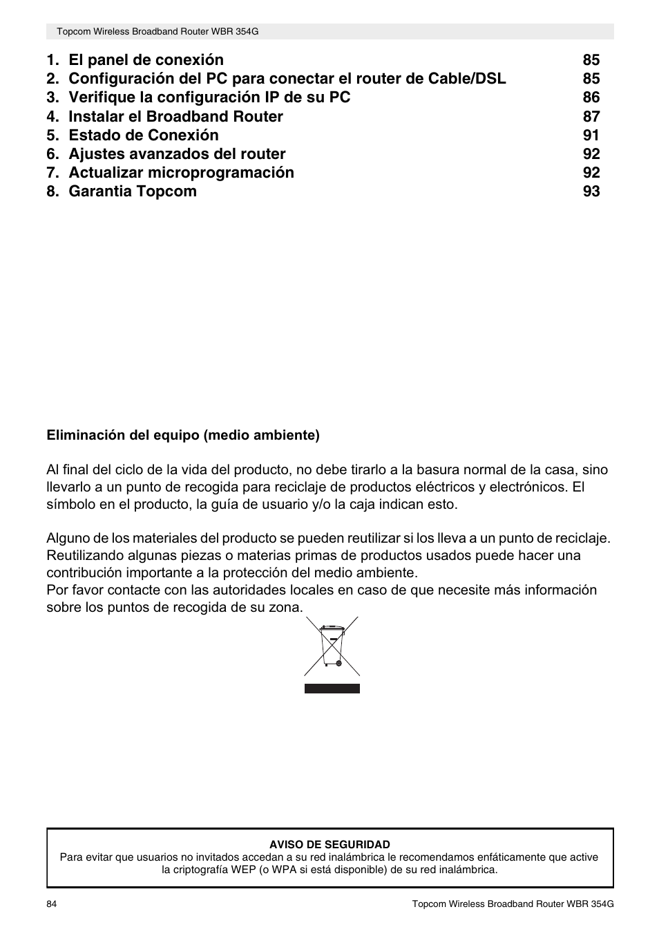 Topcom Skyr@cer WBR 354G User Manual | Page 84 / 104