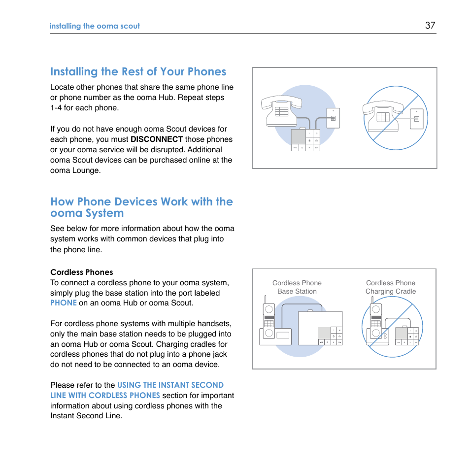 Installing the rest of your phones, How phone devices work with the ooma system | TiVo Ooma Hub User Manual | Page 41 / 58