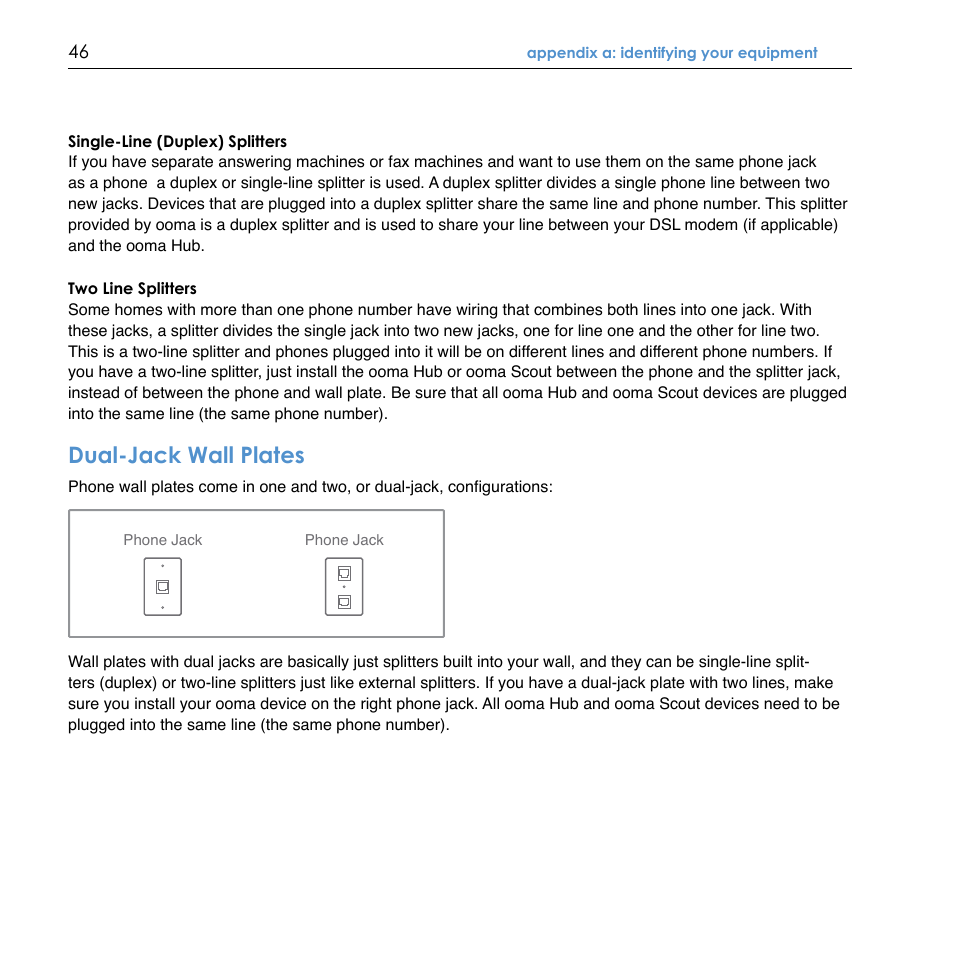 Dual-jack wall plates | TiVo Ooma Hub User Manual | Page 50 / 58