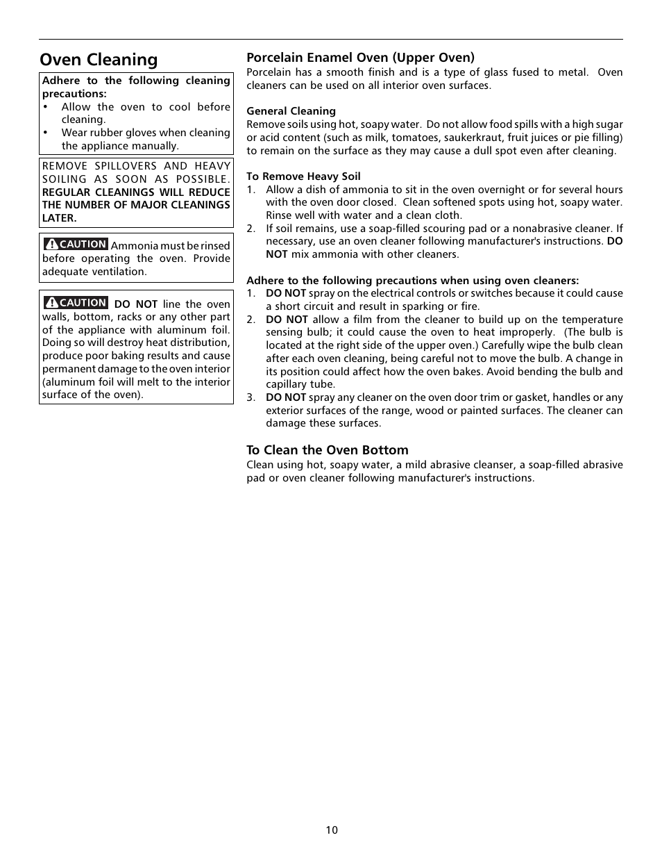 Oven cleaning | Tappan 316000191 User Manual | Page 10 / 20