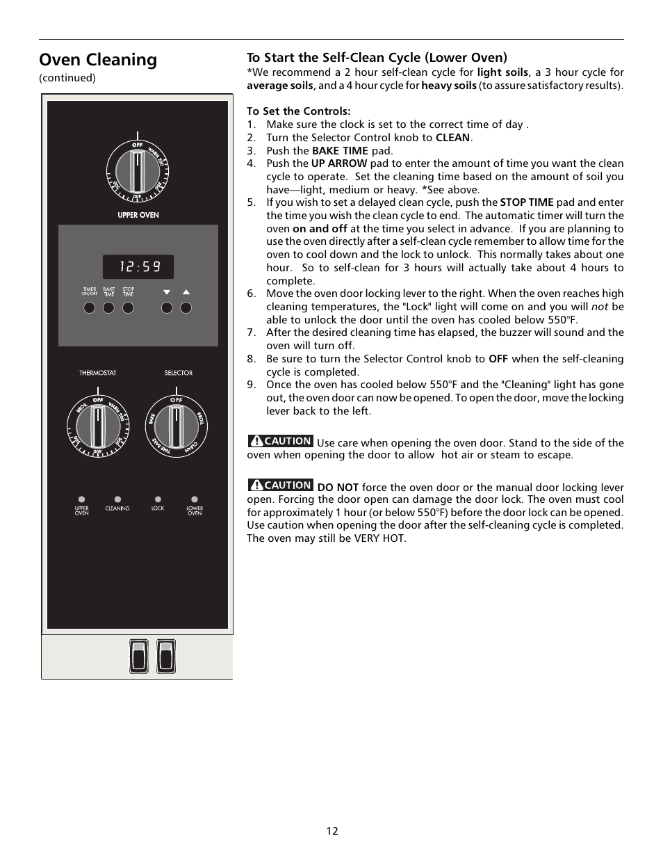 Oven cleaning | Tappan 316000191 User Manual | Page 12 / 20