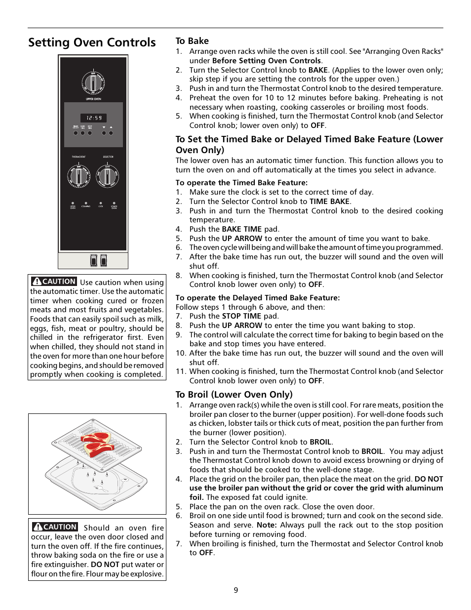 Setting oven controls | Tappan 316000191 User Manual | Page 9 / 20