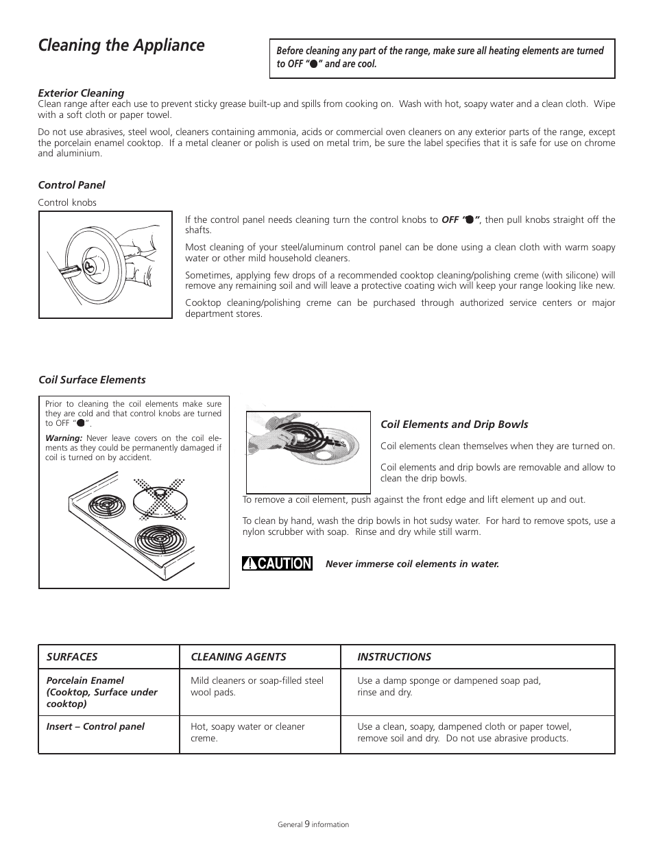 Cleaning the appliance | Tappan 318200505 User Manual | Page 11 / 20
