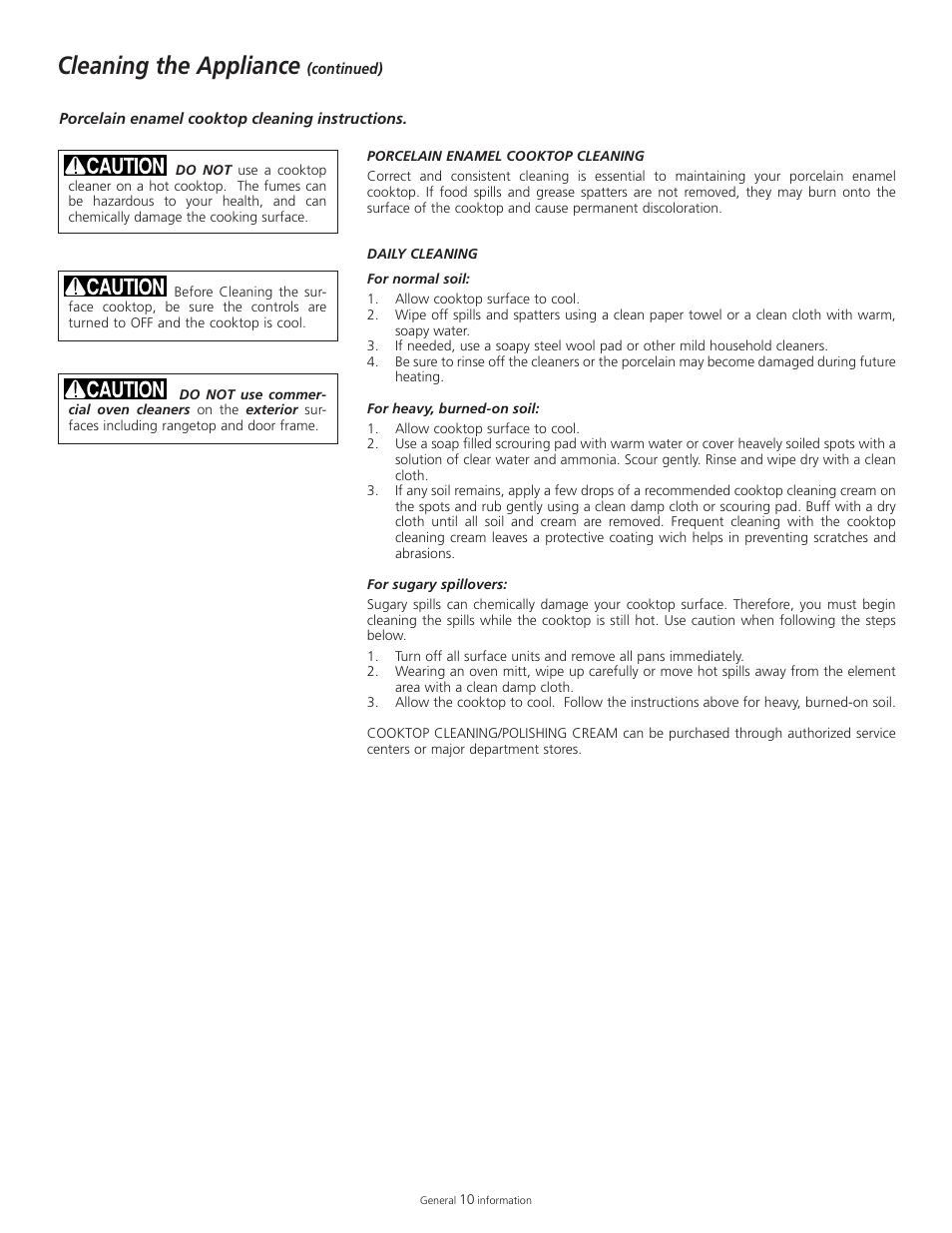 Cleaning the appliance | Tappan 318200505 User Manual | Page 12 / 20