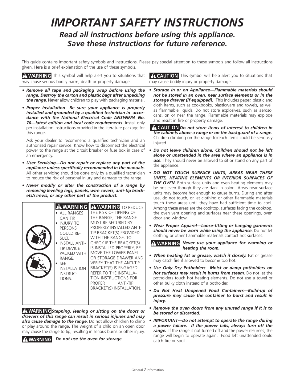 Important safety instructions | Tappan 318200505 User Manual | Page 4 / 20