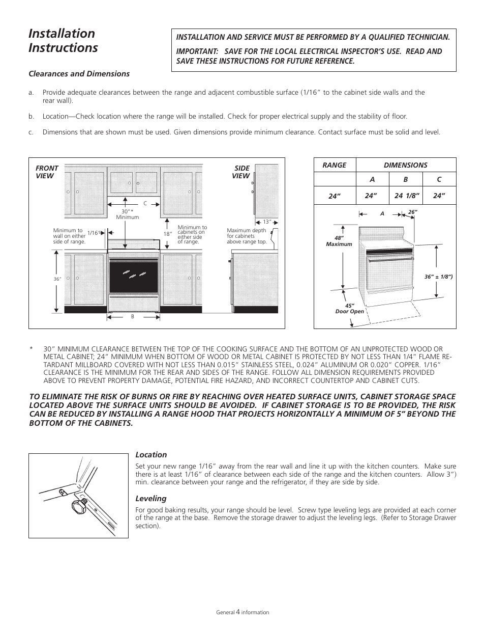 Installation instructions | Tappan 318200505 User Manual | Page 6 / 20