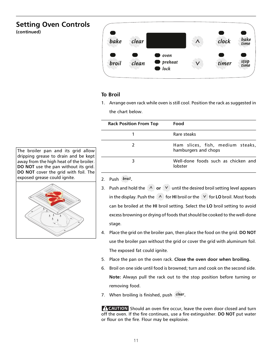 Setting oven controls | Tappan Millennia 316000182 User Manual | Page 11 / 20