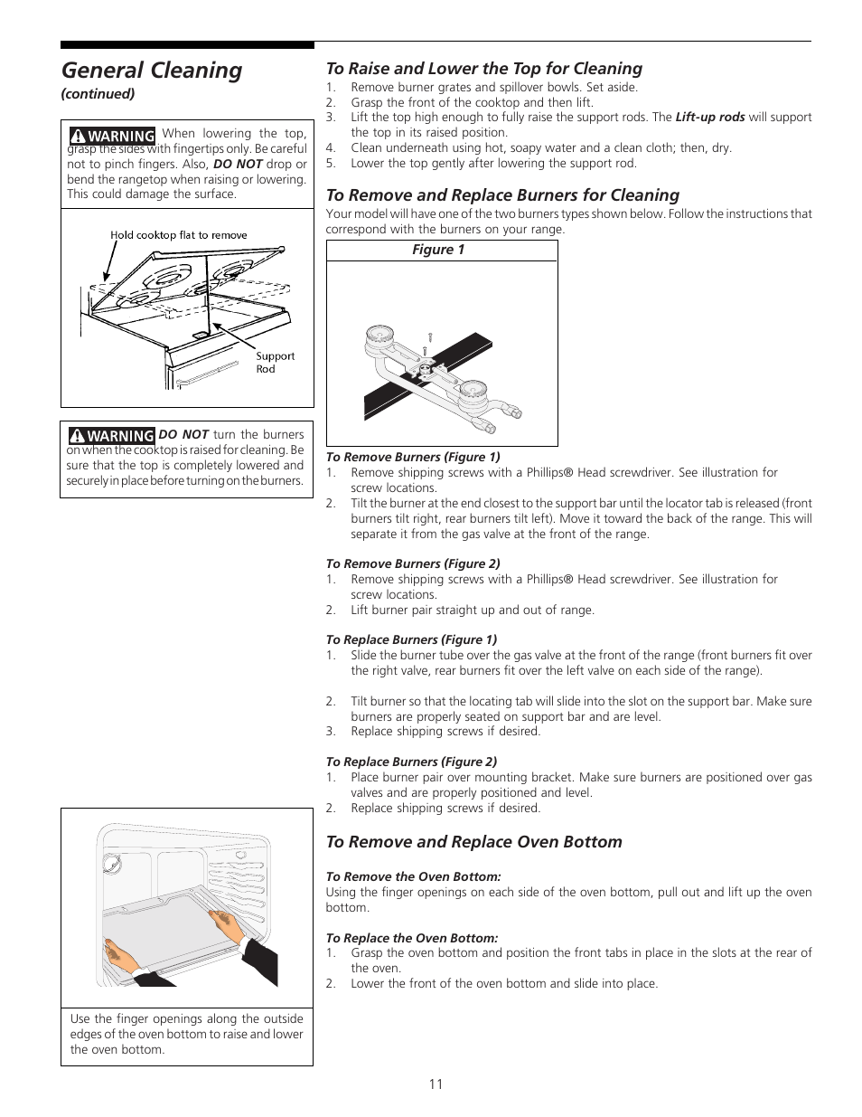 General cleaning | Tappan 318200701 User Manual | Page 11 / 16