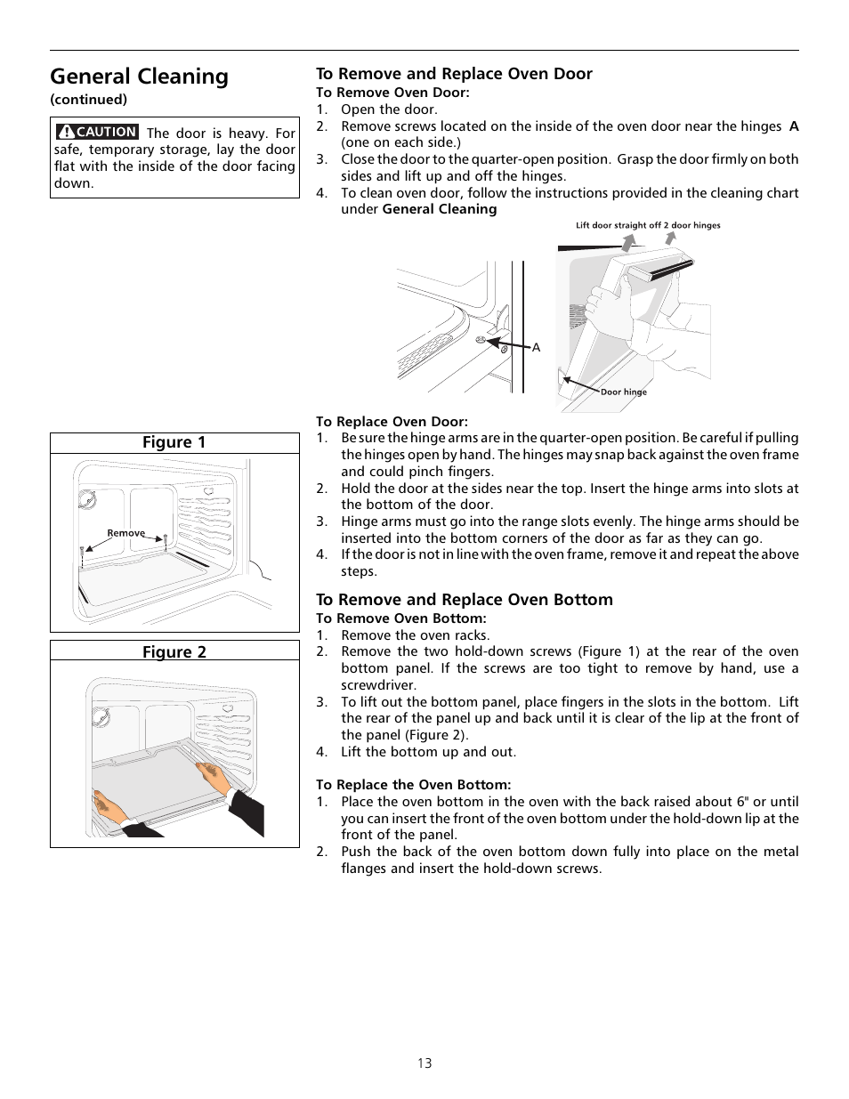 General cleaning | Tappan Millennia 316000181 User Manual | Page 13 / 16