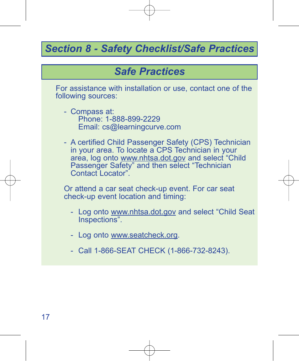 Safe practices | The First Years B540 User Manual | Page 18 / 24