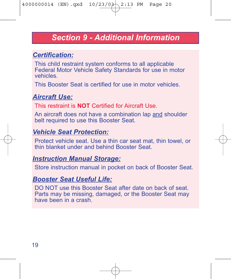 The First Years B500 User Manual | Page 20 / 24