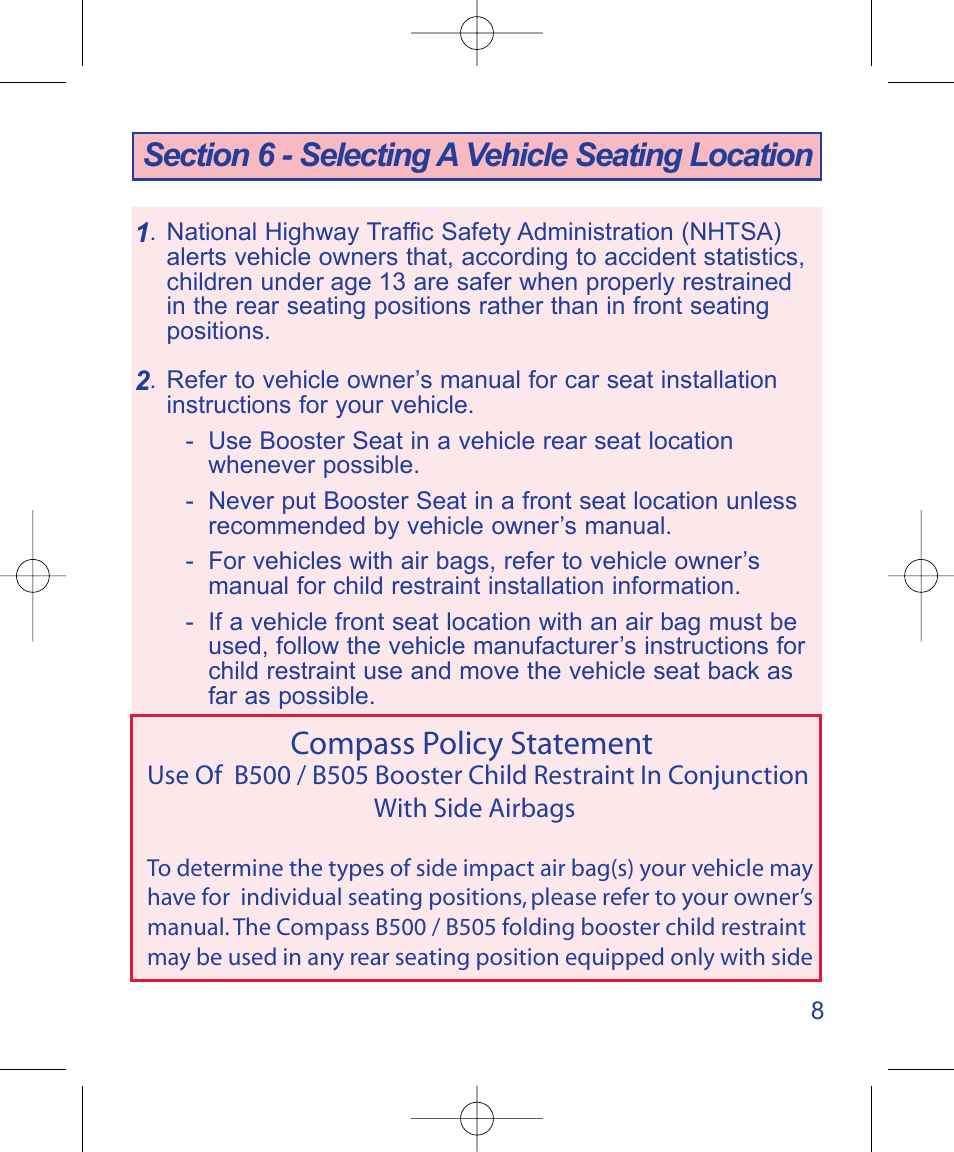Compass policy statement | The First Years B500 User Manual | Page 9 / 24