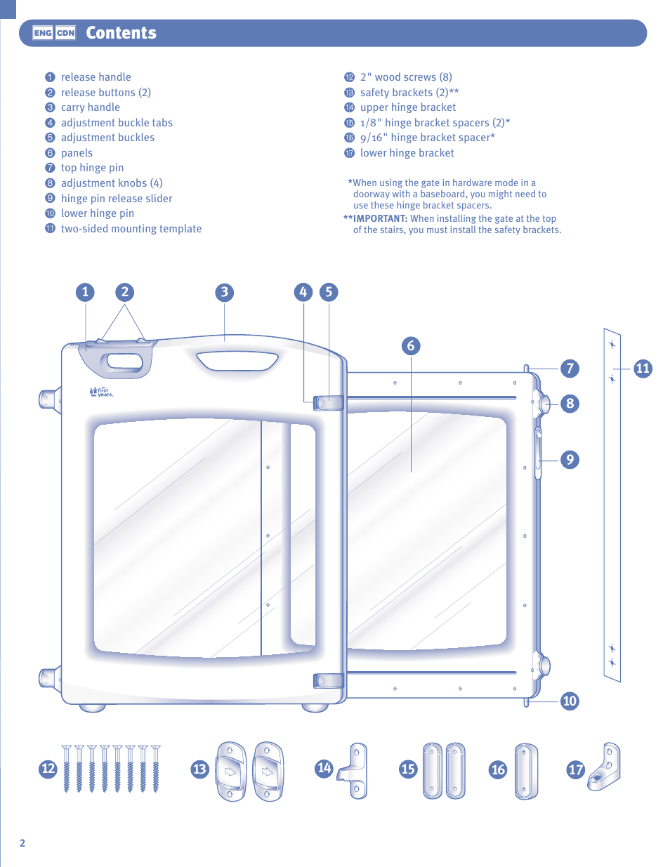 The First Years Swing Gate User Manual | Page 2 / 8