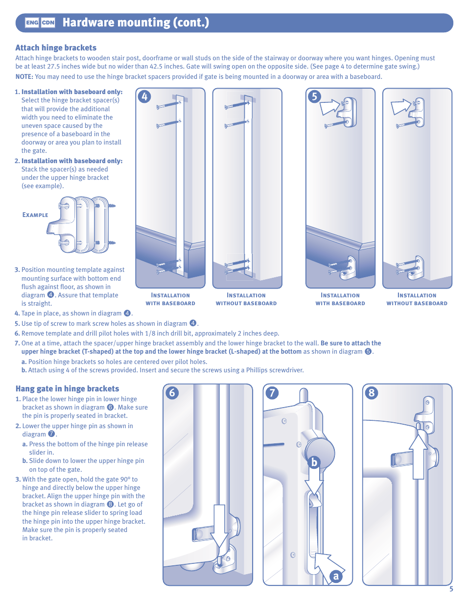 Hardware mounting (cont.) | The First Years Swing Gate User Manual | Page 5 / 8