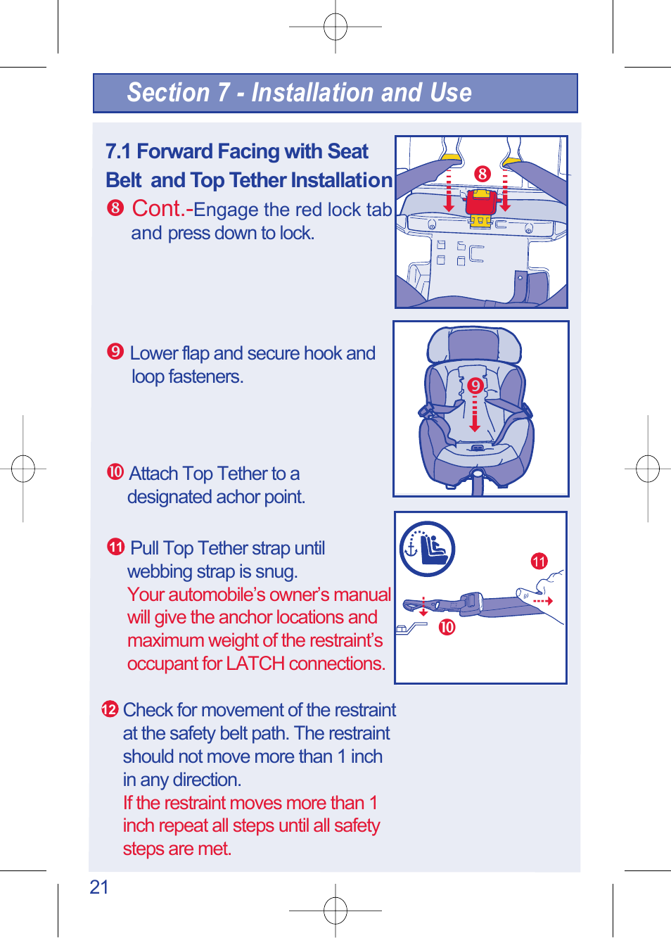C630 pg 21.pdf, Cont | The First Years TRUE FIT 630 User Manual | Page 22 / 54
