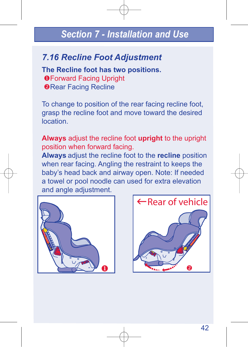 C630 pg 42.pdf, Rear of vehicle | The First Years TRUE FIT 630 User Manual | Page 43 / 54