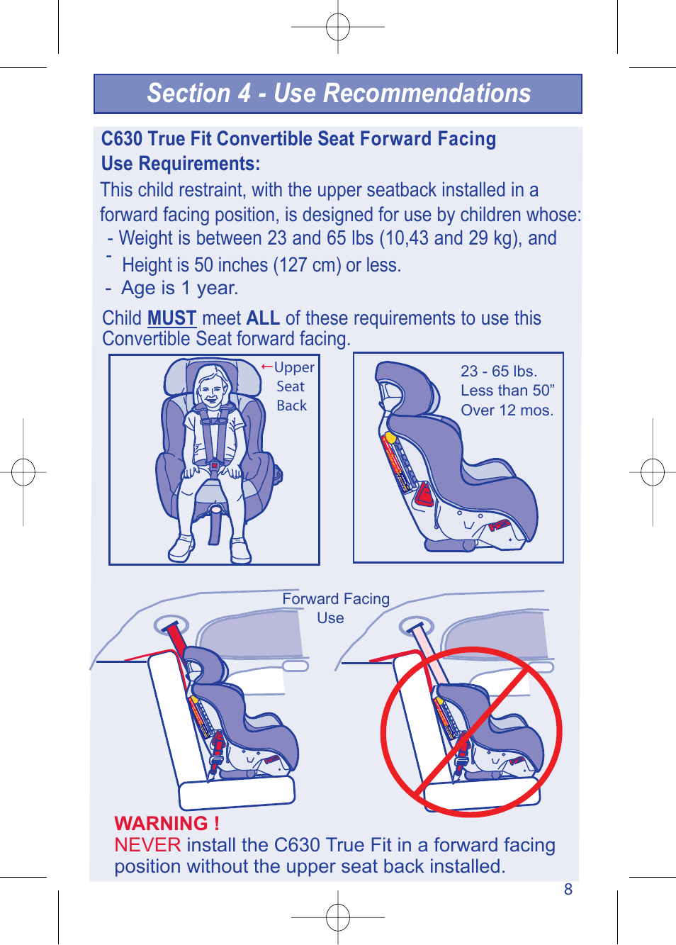 C630 pg 8.pdf | The First Years TRUE FIT 630 User Manual | Page 9 / 54
