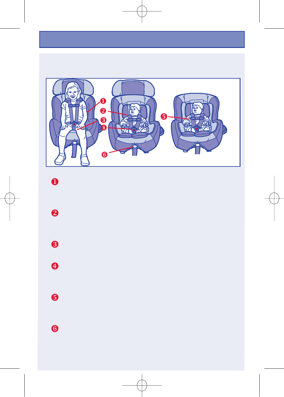 6 child placement in restraint | The First Years 630 User Manual | Page 35 / 54